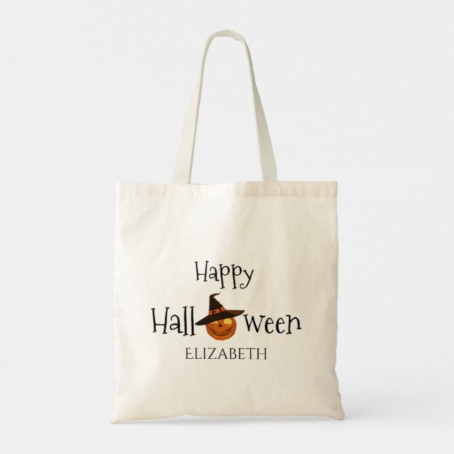 Bolsa Tote Pumpkin Happy Halloween Personalizado (Verso)
