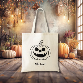 Bolsa Tote Pumpkin Jack O Lantern With Name
