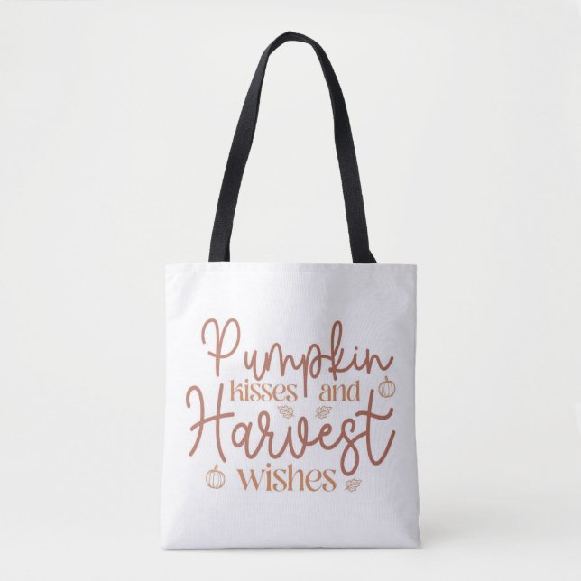 Bolsa Tote Pumpkin Kisses e Eixos de Colheita (Frente)