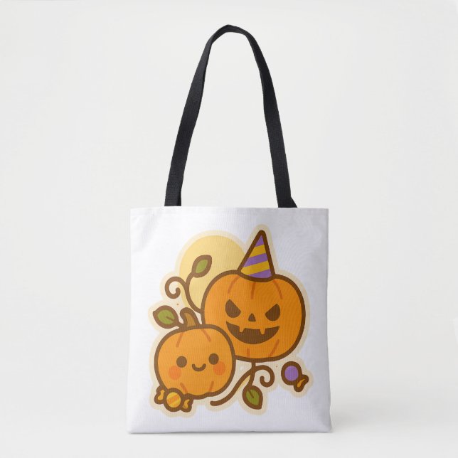 Bolsa Tote Pumpkin Pals - Kawaii Halloween (Frente)