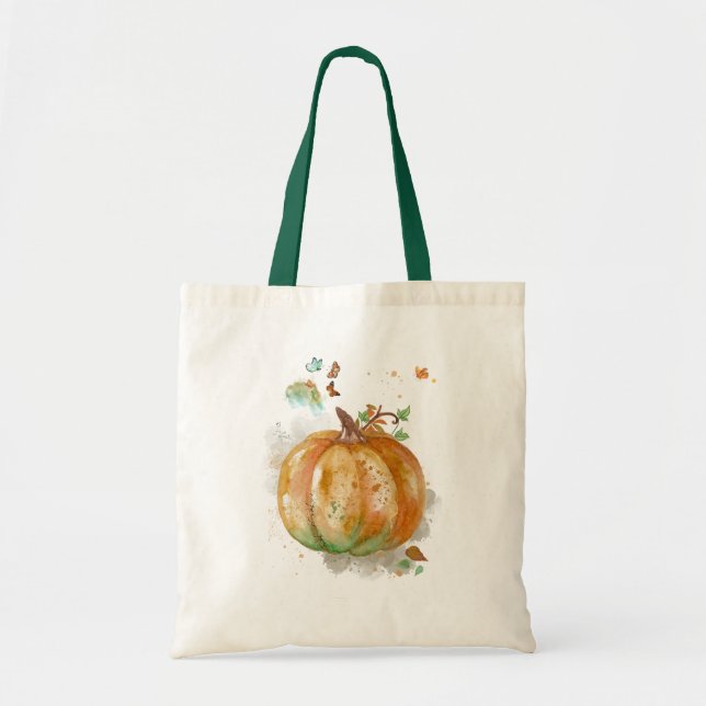 Bolsa Tote Pumpkin pintado à mão (Frente)