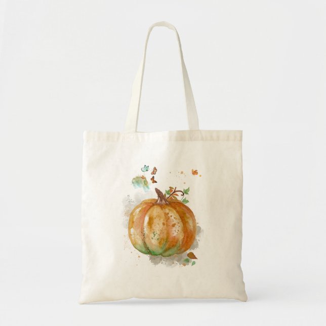 Bolsa Tote Pumpkin pintado à mão (Frente)