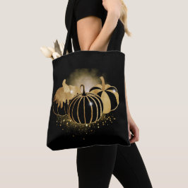 Bolsa Tote Pumpkin Sparkle Dourado para Queda