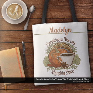 Bolsa Tote Pumpkin Spice Café Vintage Nome branco