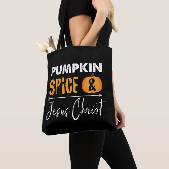 Bolsa Tote Pumpkin Spice Christian Fall Modern Novelty (Close Up)