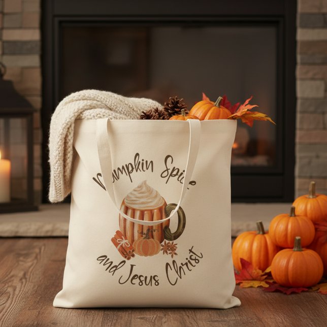 Bolsa Tote Pumpkin Spice e Jesus Cristo Autumn (Pumpkin Spice and Jesus Christ Christian Autumn Tote Bag)