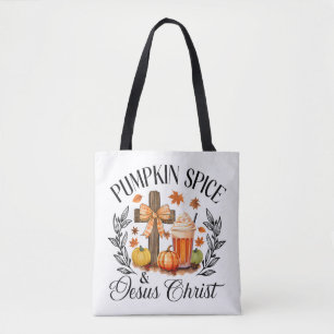 Bolsa Tote Pumpkin Spice E Jesus Cristo Cruzando Pumpkin Chri