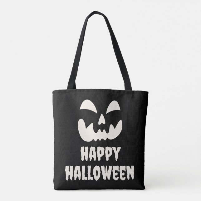 Bolsa Tote Pumpkin Spooky Face Feliz Hallowen (Verso)
