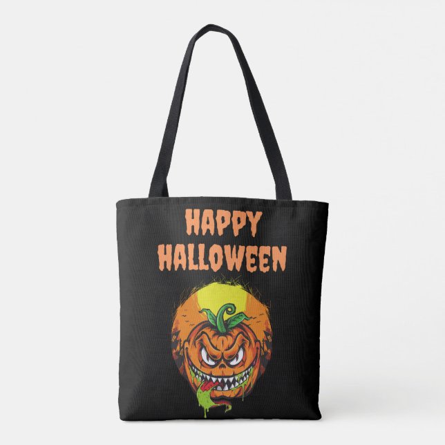 Bolsa Tote Pumpkin Spooky Face Feliz Hallowen (Verso)