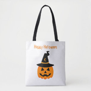 Bolsa Tote Pumpkin Vestindo o chapéu de bruxa feliz presente