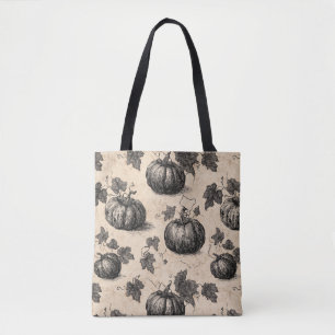 Bolsa Tote Pumpkin Vintage e Padrão de Engrenagem da Vinha (2