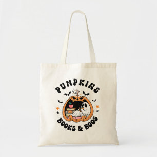 Bolsa Tote Pumpkins Books & Boos - Fantasma Bonito Lendo Hall