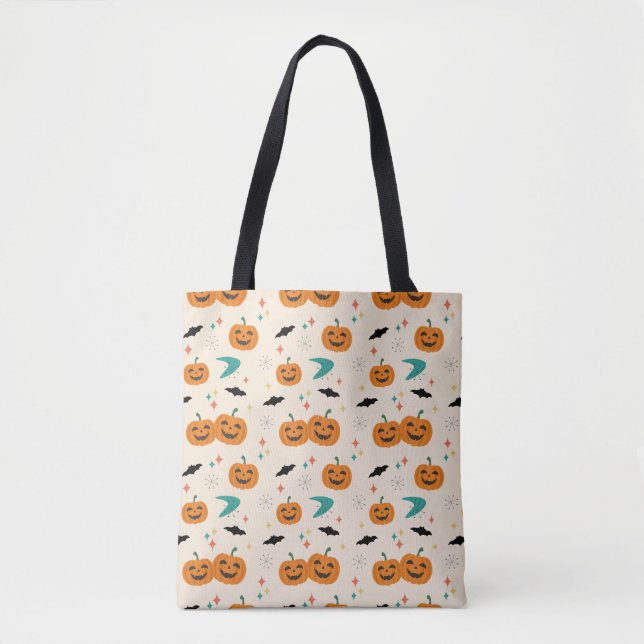 Bolsa Tote Pumpkins de Meio século do Halloween (Frente)