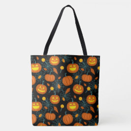 Bolsa Tote Pumpkins e Spider Webs
