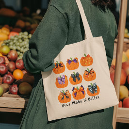 Bolsa Tote Pumpkins laranja com barra de ferramentas quadrada