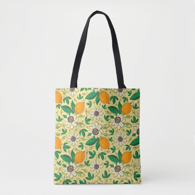 Bolsa Tote Pumpkins & Leaves: Colheita de outono (Frente)
