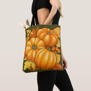 Bolsa Tote Pumpkins Patterno do Halloween em Fall Season