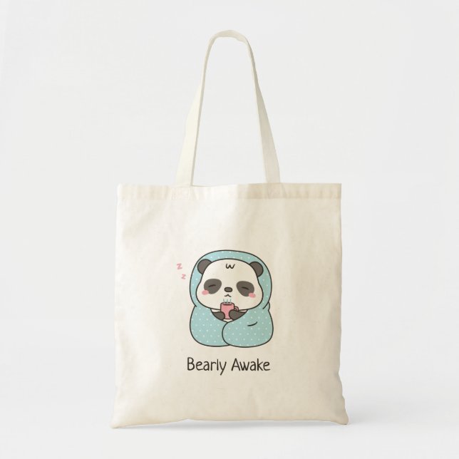 Bolsa Tote Pun Cute Sleepy Panda em Blanket (Frente)