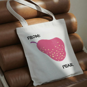 Bolsa Tote Pun de Pera Divertido – “De: Pera” Arte de Frutas 