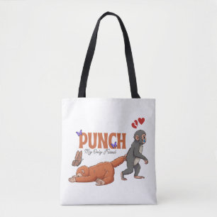 Bolsa Tote Punch‑kun & Plush Monkey – Kawaii para Crianças