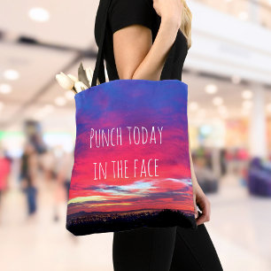 Bolsa Tote Punho De Rosa Azul Do Pôr Do Sol Ousado Hoje