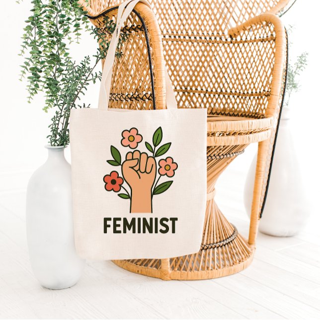 Bolsa Tote Punho Empoderado com Acentos Florais  (Criador carregado)