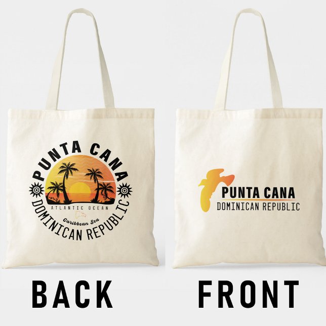 Bolsa Tote Punta Cana Dominicana Retro Sunset Souvenir 60 ano (Criador carregado)
