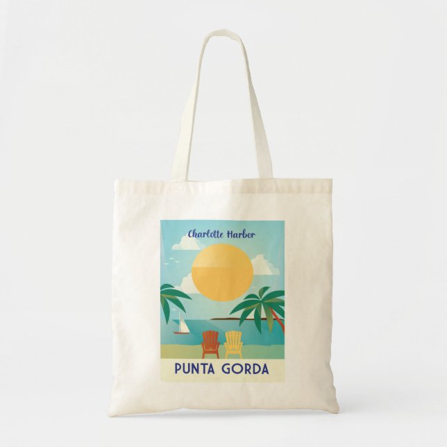 Bolsa Tote Punta Gorda Flórida Charlotte Harbor estilo retrô (Frente)