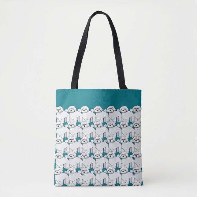 Bolsa Tote Puppia Branca Inchada no Teal (Frente)