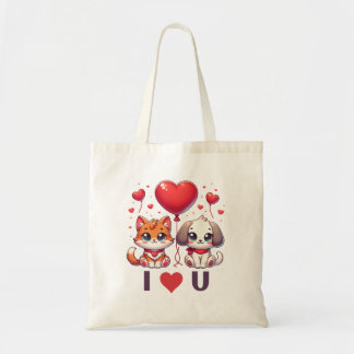 Bolsa Tote Puppy e Kitten Love Heart