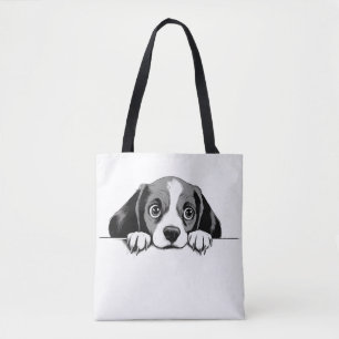 Bolsa Tote Puppy Peeking Bonito Adorável Cartografia De Anima