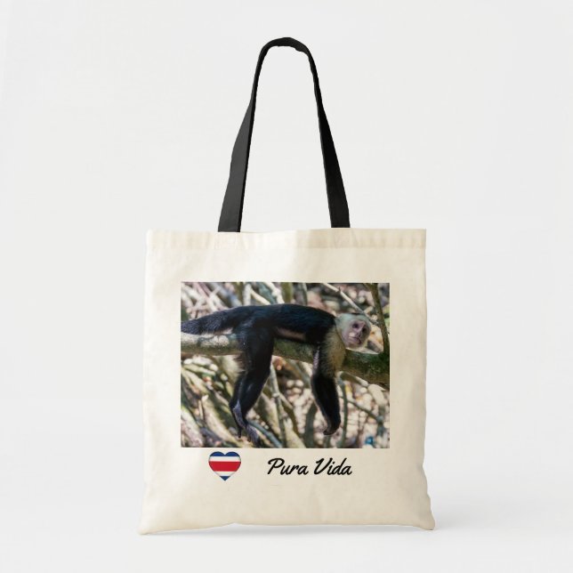 Bolsa Tote Pura vida for White-faced capuchin monkey (Frente)