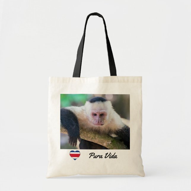 Bolsa Tote Pura vida for White-faced capuchin monkey (Frente)