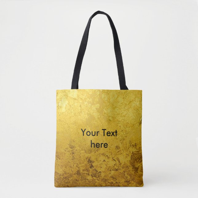 Bolsa Tote PURE DOURADO padrão LEAF + texto/foto (Frente)