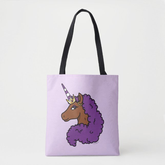 Bolsa Tote Purple Afro Unicorn (Frente)