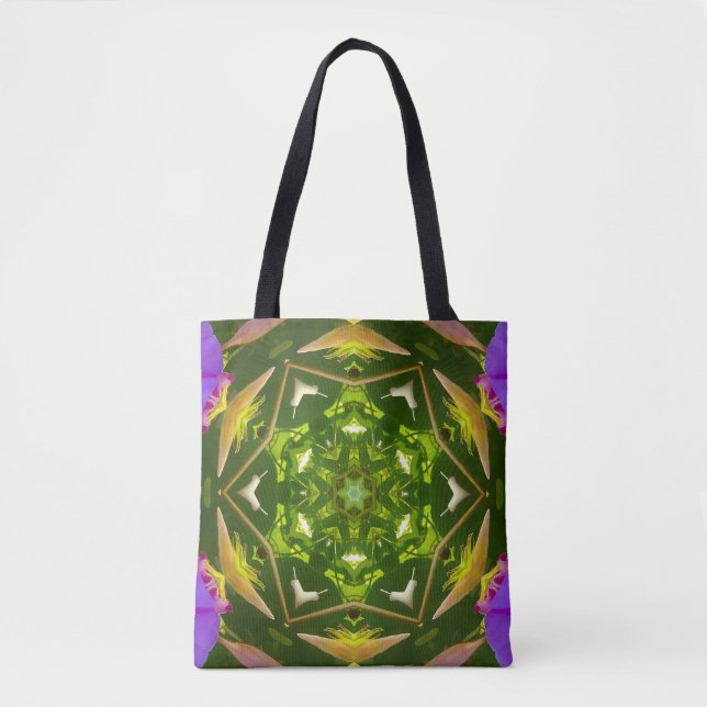 BOLSA TOTE PURPLE AND GREEN ABSTRACT DRAWING. SAMER BRASIL. 4 (Frente)