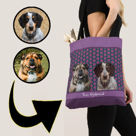 Bolsa Tote Purple Blue Modern Photo Gift Puppy Dog Lover Mom 