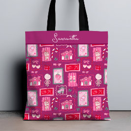 Bolsa Tote Purple Coquette aesthetic girly whimsical pattern