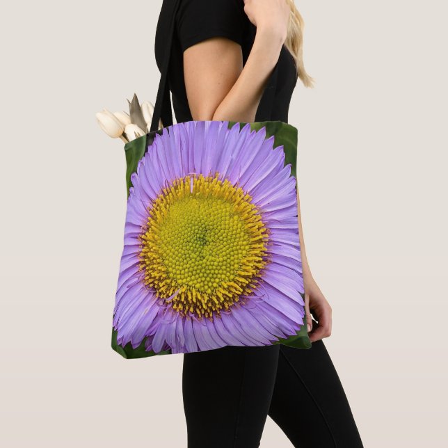 Bolsa Tote Purple Fleabane Daisy Floral (Close Up)