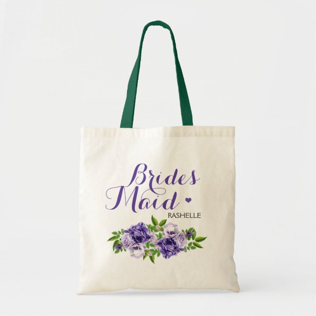 Bolsa Tote Purple Floral Bridesmaid (Frente)