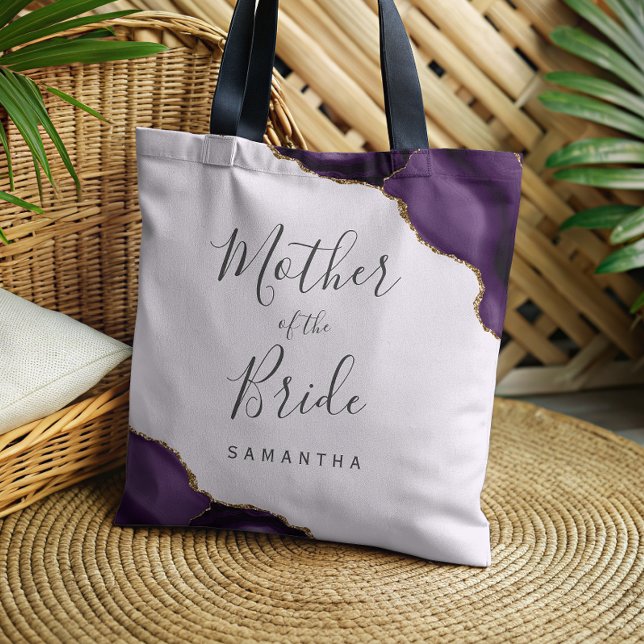 Bolsa Tote Purple Gold Agate Lavender Mother of the Bride (Criador carregado)