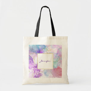 Bolsa Tote Purple, Green, Pink Flowing Colors Elegant