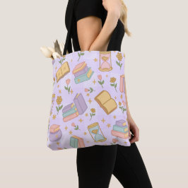 Bolsa Tote Purple Magic Books Girl Cute Wizard Witch Reader