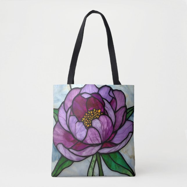 Bolsa Tote Purple Peony Stained  (Frente)