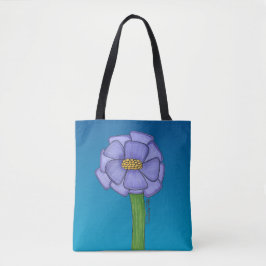 Bolsa Tote Purple Square Flower with Blue background