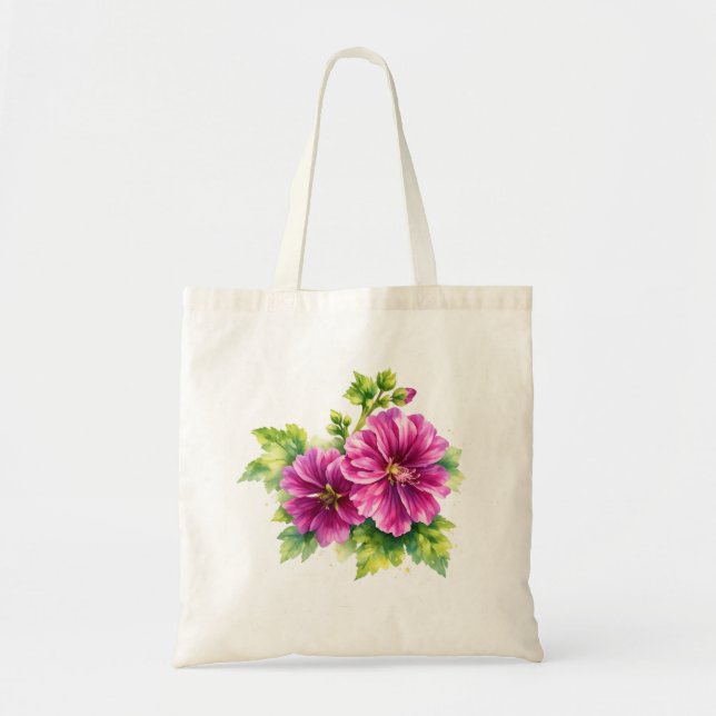 Bolsa Tote Purple Watercolor Flower Illustration  (Frente)