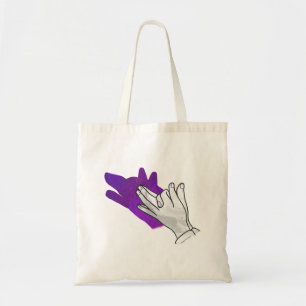 Bolsa Tote Púrpura de Lobo Silhouette Mão