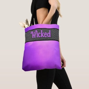 Bolsa Tote Púrpura do Halloween, de dois lados, bruxa