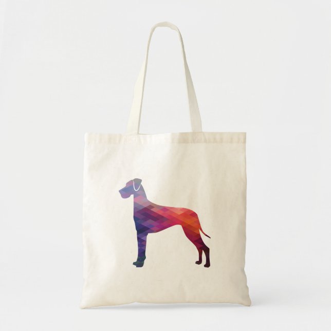 Bolsa Tote Púrpura Geométrica de Cachorro Grande (Frente)