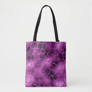 Bolsa Tote Púrpura Glitter Girafa Glam Roxo Padrão